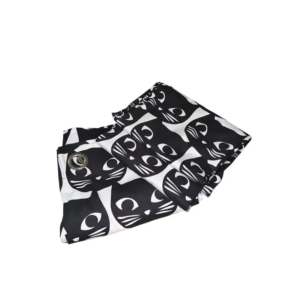 IKEA Mattram black cat set of 2 curtain panels 57x98 and long pillow catlady fun